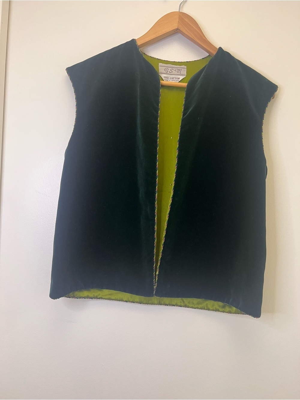 Vintage Green Cotton Velvet Vest Size 10